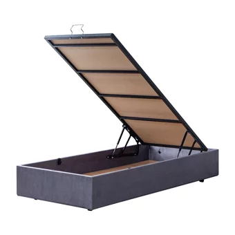 Setay Cesur Keten Solit 120x200 cm Başlıklı Yataklı Sandıklı Tek Kişilik Baza Seti Açık Gri