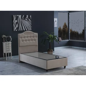 İpek Mobilya Nima 140x190 cm Başlıklı Yataklı Sandıklı Tek Kişilik Baza Seti Bej