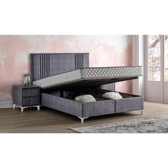 Mobilya Dükkanım Delta 90x190 cm Başlıksız Sandıklı Tek Kişilik Baza Seti Siyah