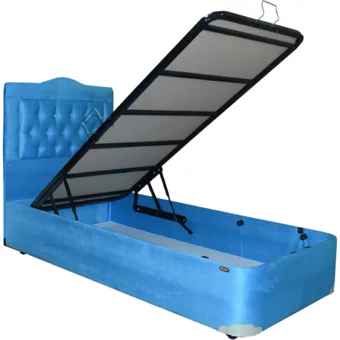 Bengi Ticaret 100x200 cm Başlıklı Sandıklı Tek Kişilik Baza Seti Mavi