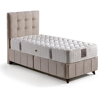 Mobilya Dükkanım Polo- Smart 120x200 cm Başlıklı Yataklı Sandıklı Tek Kişilik Baza Seti Beyaz