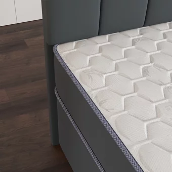Mobpazar Kamelya 90x190 cm Başlıklı Yataklı Sandıklı Tek Kişilik Baza Seti Antrasit