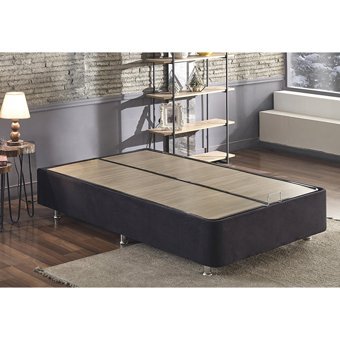Niron Yatak Ela 120x200 cm Başlıksız Sandıklı Tek Kişilik Baza Seti Siyah