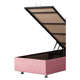 Setay Camelli 90x190 cm Başlıklı Yataklı Sandıklı Tek Kişilik Baza Seti Pembe