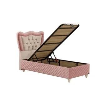 Mobilya Dükkanım Hanzade 90x200 cm Başlıklı Sandıklı Tek Kişilik Baza Seti Pembe