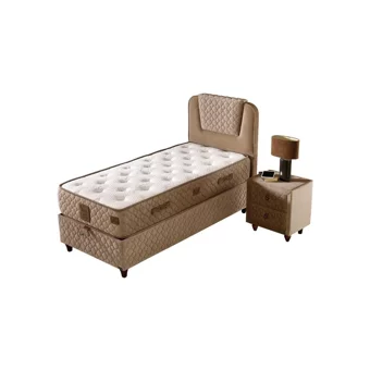 Mobilya Dükkanım Relax 2 100x200 cm Başlıklı Yataklı Sandıklı Tek Kişilik Baza Seti Bej