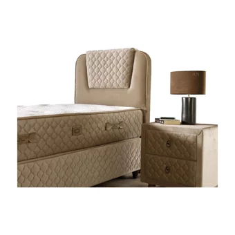 Mobilya Dükkanım Relax 2 100x200 cm Başlıklı Yataklı Sandıklı Tek Kişilik Baza Seti Bej