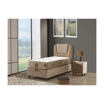 Mobilya Dükkanım Relax 2 100x200 cm Başlıklı Yataklı Sandıklı Tek Kişilik Baza Seti Bej