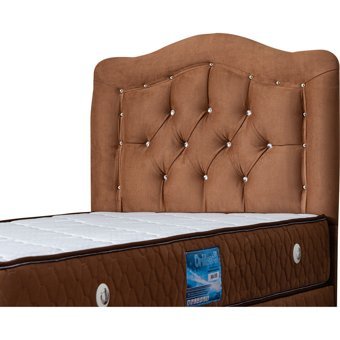 Setay Şah 100x200 cm Başlıklı Yataklı Sandıklı Tek Kişilik Baza Seti Açık Kahve