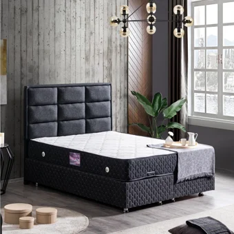 Setay Grande 90x200 cm Başlıklı Sandıklı Tek Kişilik Baza Seti Antrasit Gri