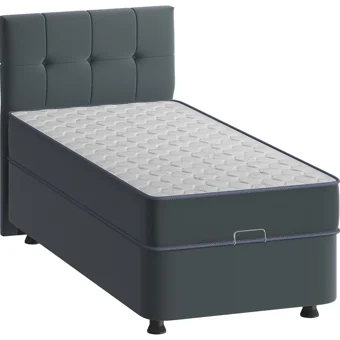 Mobpazar Helena 90x190 cm Başlıklı Yataklı Sandıklı Tek Kişilik Baza Seti Antrasit