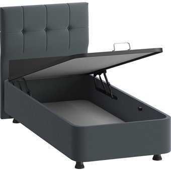 Mobpazar Helena 90x190 cm Başlıklı Yataklı Sandıklı Tek Kişilik Baza Seti Antrasit