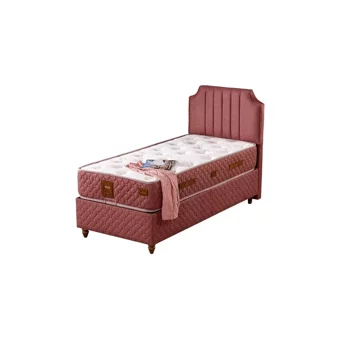 Mobilya Dükkanım Bernita 2 100x200 cm Başlıklı Yataklı Sandıklı Tek Kişilik Baza Seti Kırmızı