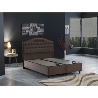 İpek Mobilya Nima 90x190 cm Başlıklı Yataklı Sandıklı Tek Kişilik Baza Seti Sütlü Kahve