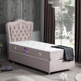 Setay Camelli 120x200 cm Başlıklı Sandıklı Tek Kişilik Baza Seti Açık Kahve