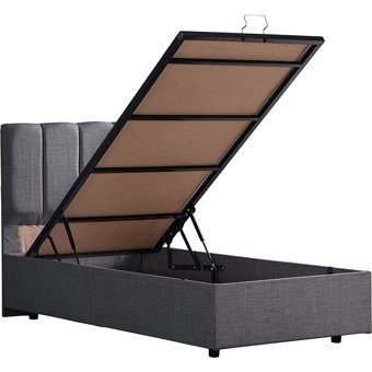 Setay Defne 90x200 cm Başlıklı Yataklı Sandıklı Tek Kişilik Baza Seti Gri