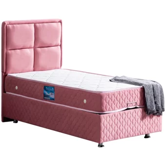Setay Grand 90x190 cm Başlıklı Yataklı Sandıklı Tek Kişilik Baza Seti Pembe