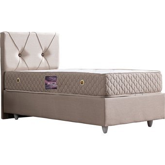 Setay Leon 100x200 cm Başlıklı Yataklı Sandıklı Tek Kişilik Baza Seti Krem