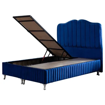 Setay Piyano 90x190 cm Başlıklı Yataklı Sandıklı Tek Kişilik Baza Seti Lacivert