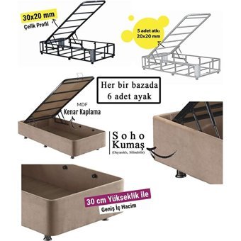 Niron Yatak W.Cotton 90x190 cm Başlıklı Yataklı Sandıklı Tek Kişilik Baza Seti Açık Kahve