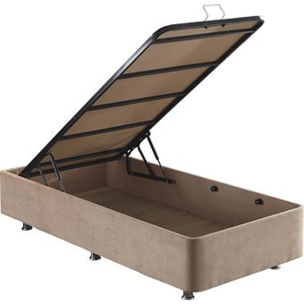 Niron Yatak W.Cotton 90x190 cm Başlıklı Yataklı Sandıklı Tek Kişilik Baza Seti Açık Kahve