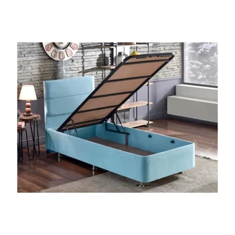 Niron Yatak Cozy 100x200 cm Başlıklı Yataklı Sandıklı Tek Kişilik Baza Seti Mavi
