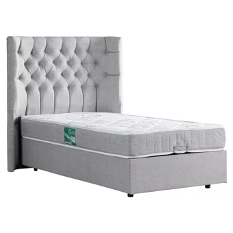 Setay Matilda 120x200 cm Başlıklı Yataklı Sandıklı Tek Kişilik Baza Seti Açık Gri