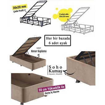 Niron Yatak Ela 90x200 cm Başlıksız Sandıklı Tek Kişilik Baza Seti Kahverengi