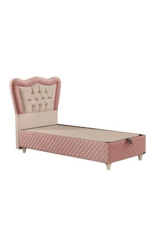 Mobilya Dükkanım Hanzade 120x200 cm Başlıklı Yataklı Sandıklı Tek Kişilik Baza Seti Pembe