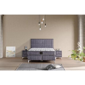 Mobilya Dükkanım Venta 90x190 cm Başlıklı Yataklı Sandıklı Tek Kişilik Baza Seti Siyah