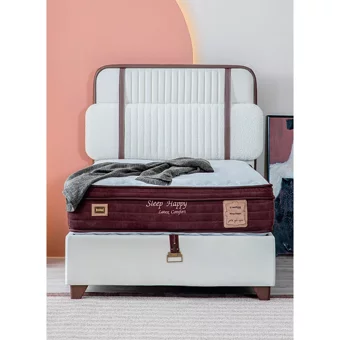 Weltew Yatak Sleep Happy 100x200 cm Başlıklı Sandıklı Tek Kişilik Baza Seti Beyaz