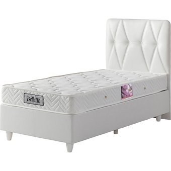 Belletto 120x200 cm Başlıklı Yataklı Sandıklı Tek Kişilik Baza Seti Beyaz