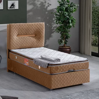 Setay Astra 100x200 cm Başlıklı Yataklı Sandıklı Tek Kişilik Baza Seti Kahverengi