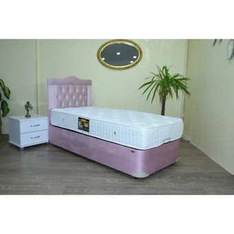 Bengi Ticaret 100x200 cm Başlıklı Sandıklı Tek Kişilik Baza Seti Pembe