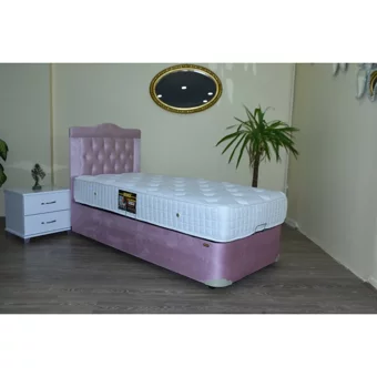 Bengi Ticaret 100x200 cm Başlıklı Sandıklı Tek Kişilik Baza Seti Pembe