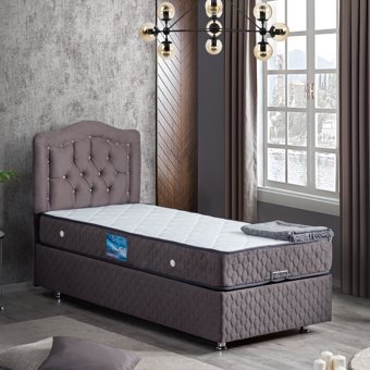 Setay Şah 100x200 cm Başlıklı Sandıklı Tek Kişilik Baza Seti Antrasit Gri