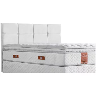 Cesur Gümüş 90x200 cm Başlıklı Yataklı Sandıklı Tek Kişilik Baza Seti Beyaz