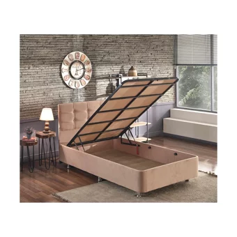 Niron Yatak Queen 120x200 cm Başlıklı Yataklı Sandıklı Tek Kişilik Baza Seti Kahverengi
