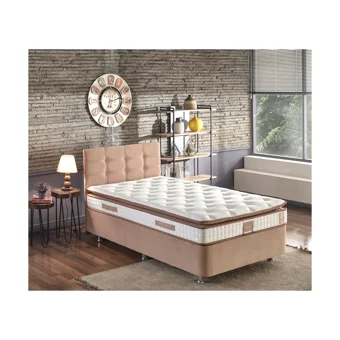 Niron Yatak Queen 120x200 cm Başlıklı Yataklı Sandıklı Tek Kişilik Baza Seti Kahverengi