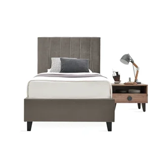 Enza Home Orlando 100x200 cm Başlıklı Yataklı Sandıklı Tek Kişilik Baza Seti Gri