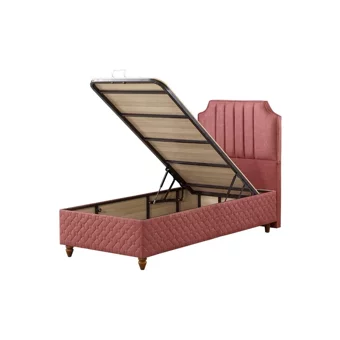 Mobilya Dükkanım Bernita 2 100x200 cm Başlıklı Sandıklı Tek Kişilik Baza Seti Kırmızı