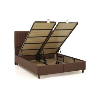 Mobilya Dükkanım Nepal 100x200 cm Başlıklı Sandıklı Tek Kişilik Baza Seti Kahverengi