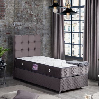 Setay Duke 90x190 cm Başlıklı Yataklı Sandıklı Tek Kişilik Baza Seti Antrasit Gri