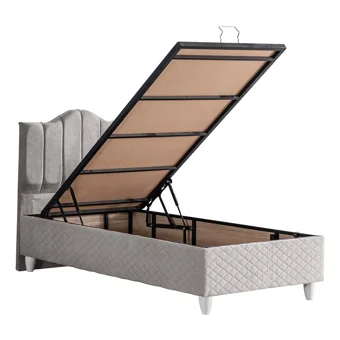 Setay Trend 100x200 cm Başlıklı Yataklı Sandıklı Tek Kişilik Baza Seti Gri