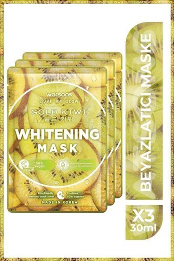 Watsons Fruity Gold Kiwi Whitening Nemlendiricili Kağıt Yüz Maskesi 3 Adet