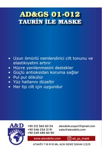 Alexdello Taurin Nemlendiricili Toz Yüz Maskesi 350 gr
