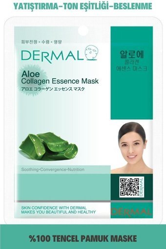 Dermal Yatıştırıcı Ve Nemlendirici Aloe Özlü Kolajen Nemlendiricili Kağıt Yüz Maskesi 23 gr