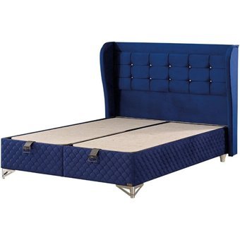 Mobilya Dükkanım Blue 100x200 cm Başlıklı Sandıklı Tek Kişilik Baza Seti Lacivert