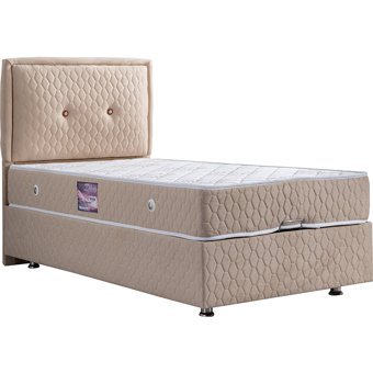 Setay Vectra 90x200 cm Başlıklı Yataklı Sandıklı Tek Kişilik Baza Seti Bej