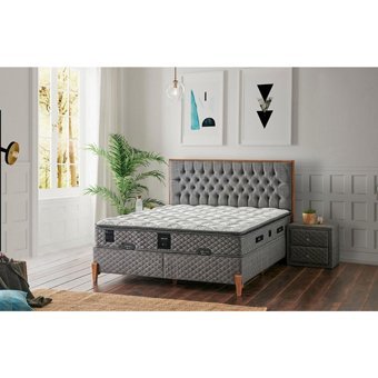 Mobilya Dükkanım Relax 100x200 cm Başlıklı Sandıklı Tek Kişilik Baza Seti Gri